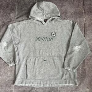 Mens Vintage Nike Dallas Stars Center Check Heather Gray Hoodie Sweatshirt Sz XL